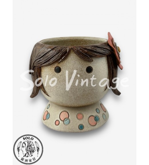 粉紅花朵小女孩花器 13.5CM