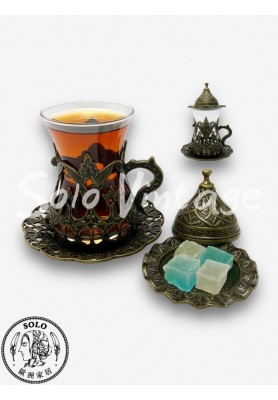 復古鬱金香茶杯盤組（含糖罐）