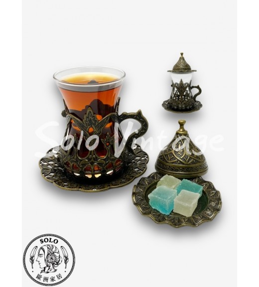 復古鬱金香茶杯盤組（含糖罐）