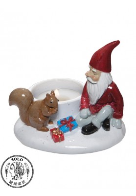 Santa with squirrel for tealight candle 1911, 10x8.5x8.5CM