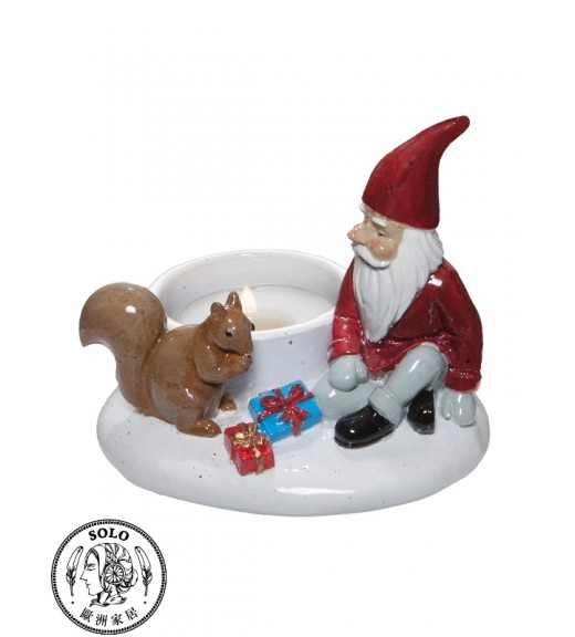 Santa with squirrel for tealight candle 1911, 10x8.5x8.5CM