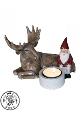 Santa & moose for tealight 1302, 15.5x11,5x10.5CM