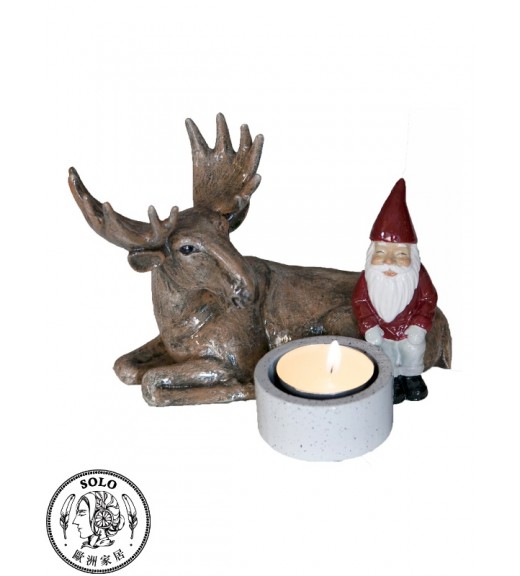 Santa & moose for tealight 1302, 15.5x11,5x10.5CM