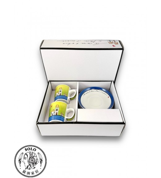 濃縮咖啡杯2件組 歐式小屋系列 藍色 100ML