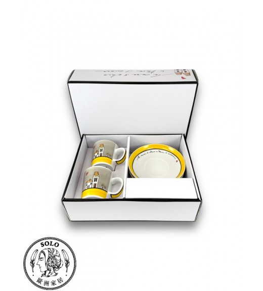 濃縮咖啡杯2件組 歐式小屋系列 黃色 100ML