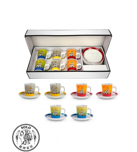 咖啡杯6件組 歐式小屋系列  100ml