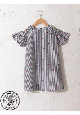 COTTON WOVEN DRESS - WHITE PRINTED