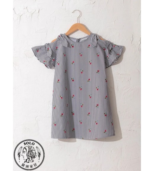 COTTON WOVEN DRESS - WHITE PRINTED