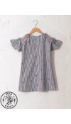 COTTON WOVEN DRESS - WHITE PRINTED