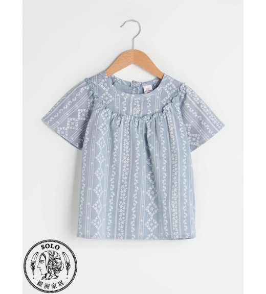 COTTON WOVEN BLOUSE - BLUE
