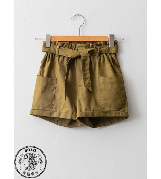 COTTON WOVEN SHORTS - KHAKI