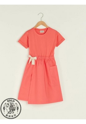 COTTON KNIT DRESS - CORAL
