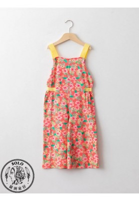 COTTON KNIT OVERALLS - CORAL PRINTED