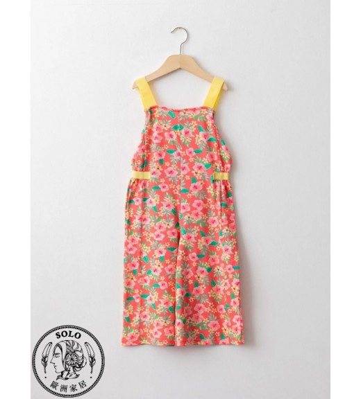 COTTON KNIT OVERALLS - CORAL PRINTED