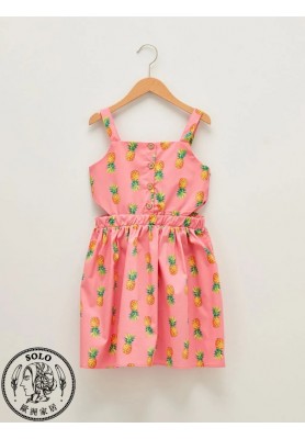 COTTON WOVEN DRESS - PINK PRINTED