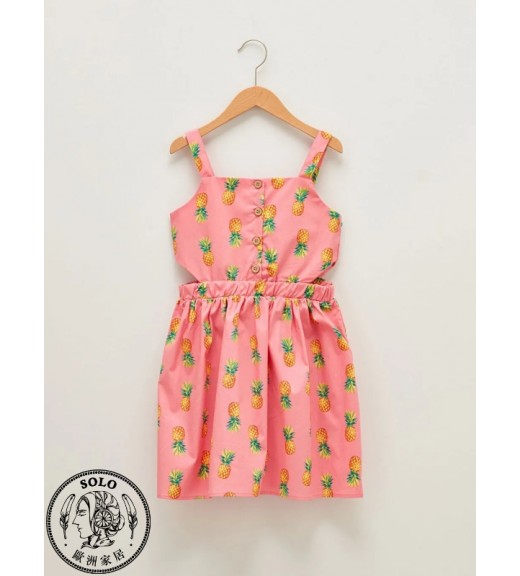 COTTON WOVEN DRESS - PINK PRINTED