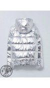 POLYESTER WOVEN SHORT COAT - SILVER