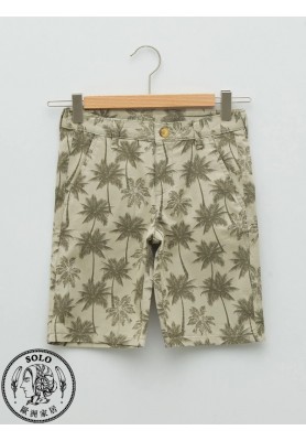COTTON WOVEN SHORTS - BEIGE PRINTED