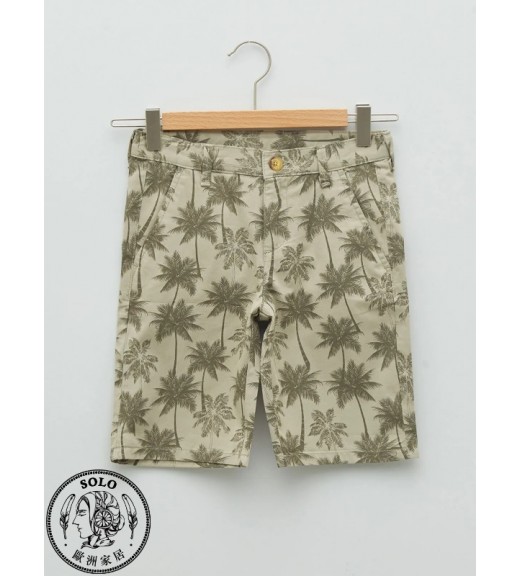 COTTON WOVEN SHORTS - BEIGE PRINTED