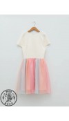 COTTON KNIT DRESS+POLYESTER KNIT HAIRBAND - CREAM