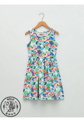 COTTON KNIT DRESS - WHITE PRINTED