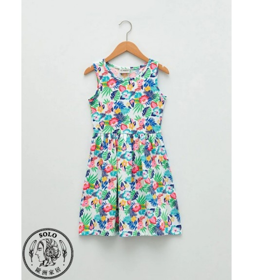 COTTON KNIT DRESS - WHITE PRINTED