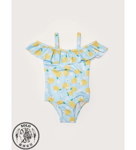 POLYESTER KNIT SWİMMİNG SUİT - BLUE PRINTED