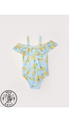 POLYESTER KNIT SWİMMİNG SUİT - BLUE PRINTED