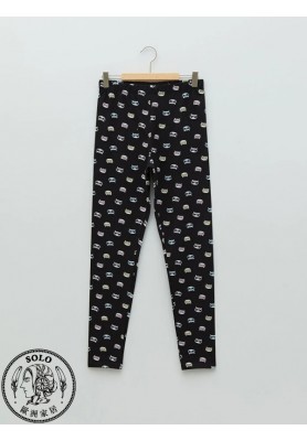 COTTON KNIT LEGGINGS - BLACK PRINTED