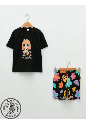 COTTON KNIT TSHIRT+SHORTS - NEW BLACK