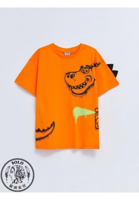 COTTON KNIT TSHIRT - BRIGHT ORANGE