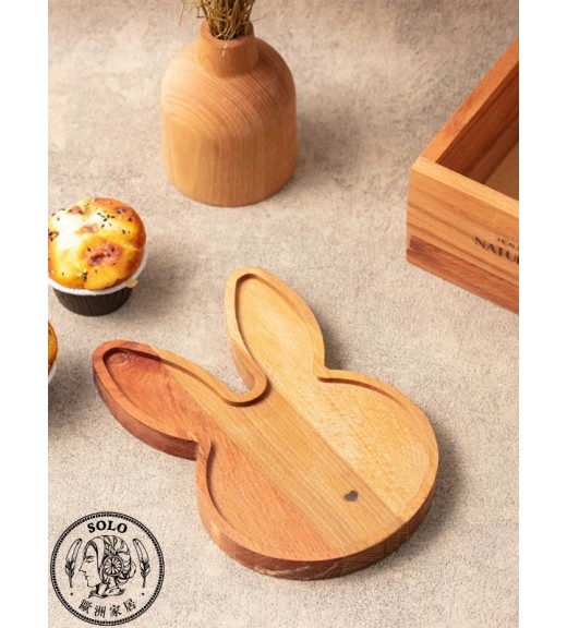 土耳其製木質兔子造型點心盤 15x20CM