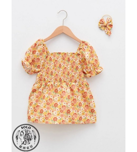 COTTON WOVEN BLOUSE+HAIR CLİP - PALE YELLOW PRIN