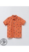 COTTON WOVEN SHIRT+SHORTS - SALMON PRINTED