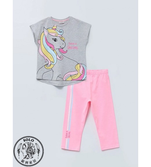POLYESTER KNIT TSHIRT+LEGGINGS - GREY MELANGE