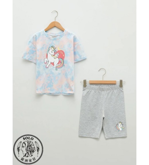 COTTON KNIT TSHIRT+POLYESTER KNIT LEGGINGS - MIX PRINTED