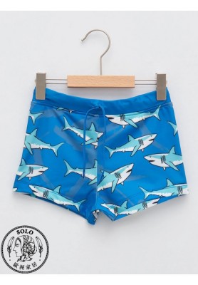 POLYESTER KNIT SWİMMİNG SUİT - BLUE PRINTED