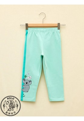 COTTON KNIT LEGGINGS - LIGHT AQUA GREEN
