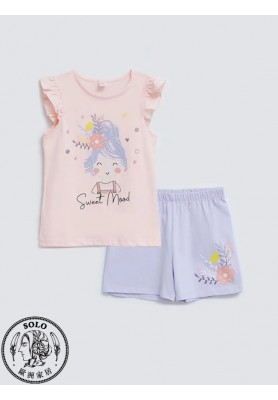 COTTON KNIT TSHIRT+SHORTS - LIGHT PINK