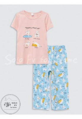 COTTON KNIT TSHIRT+SHORTS - PINK
