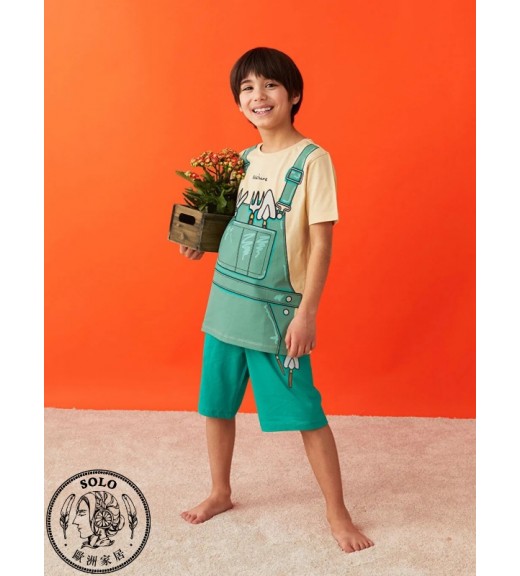COTTON KNIT TSHIRT+SHORTS - BEIGE