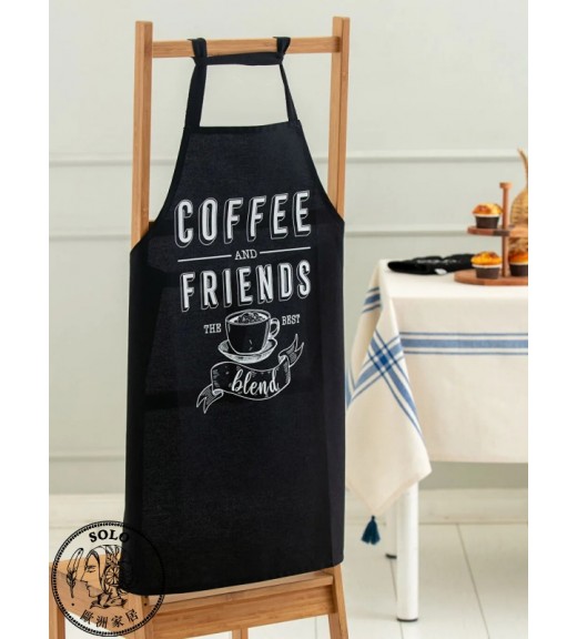 COTTON PLASTIC APRON - WHITE PRINTED/STD