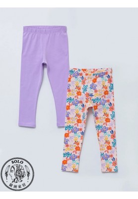 COTTON KNIT LEGGINGS - LIGHT PINK PRINT