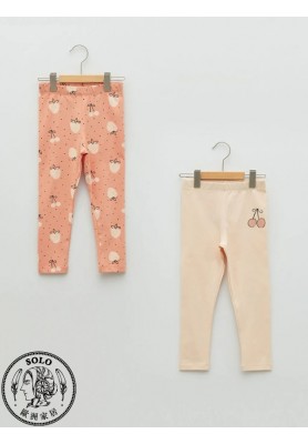 COTTON KNIT LEGGINGS - LIGHT CORAL PRIN