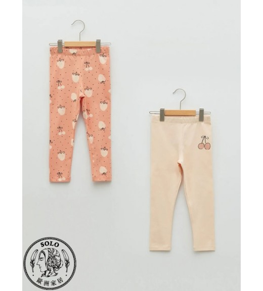 COTTON KNIT LEGGINGS - LIGHT CORAL PRIN