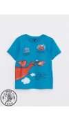 COTTON KNIT TSHIRT+TROUSERS - DARK AQUA BLUE