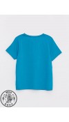 COTTON KNIT TSHIRT+TROUSERS - DARK AQUA BLUE