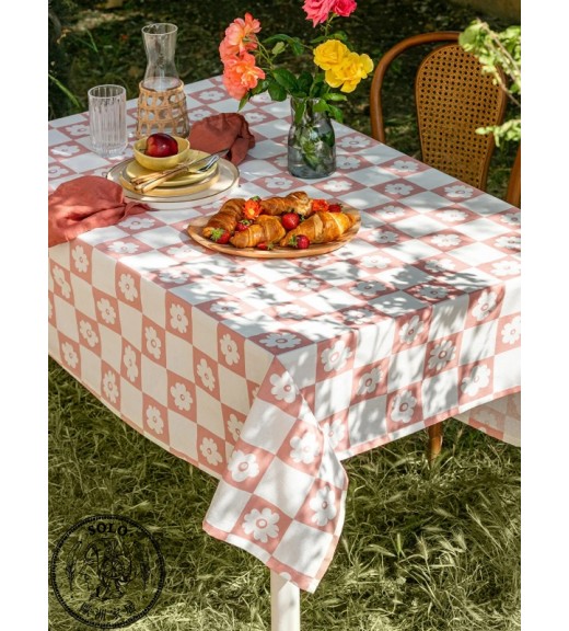 COTTON WOVEN TABLE CLOTH - GREEN PRINTED/15.