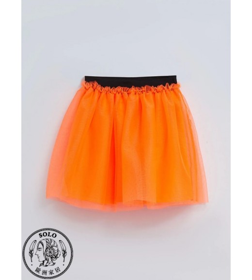 POLYESTER KNIT SKIRT - NEON ORANGE