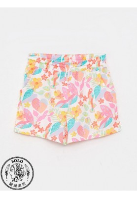 COTTON KNIT SHORTS - WHITE PRINTED